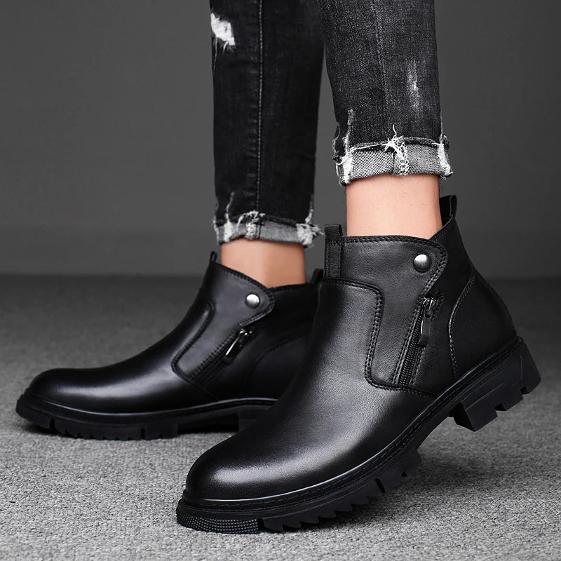 Side-Zip Leather Boots