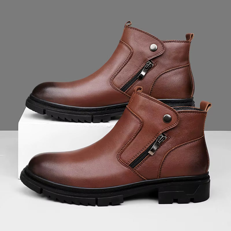 Side-Zip Leather Boots