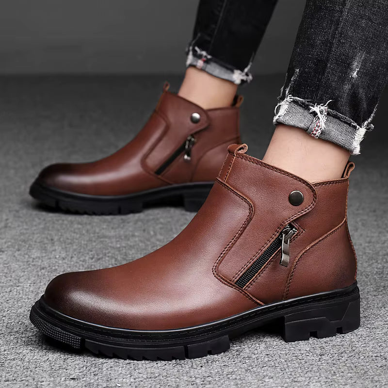 Side-Zip Leather Boots