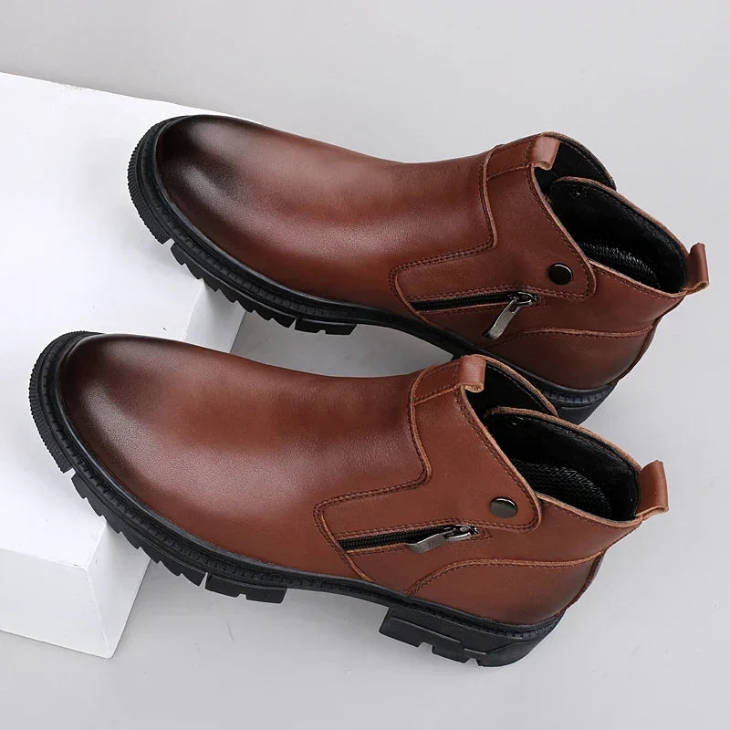 Side-Zip Leather Boots