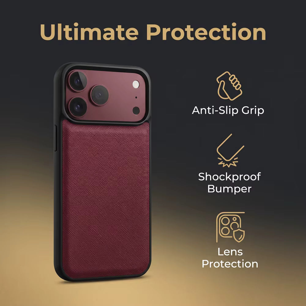 Saffiano PU Leather Phone Case for iPhone 13, 14, and 15 Models 1