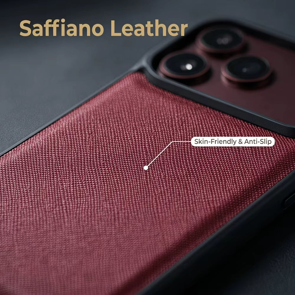 Saffiano PU Leather Phone Case for iPhone 13, 14, and 15 Models 3