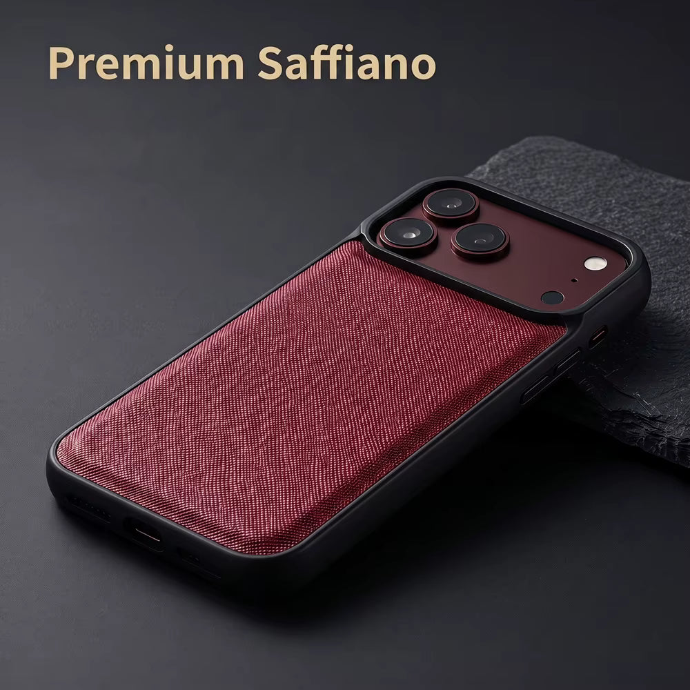 Saffiano PU Leather Phone Case for iPhone 13, 14, and 15 Models 4