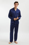 Sapphire Dream | Dark Blue Satin Loungewear Set