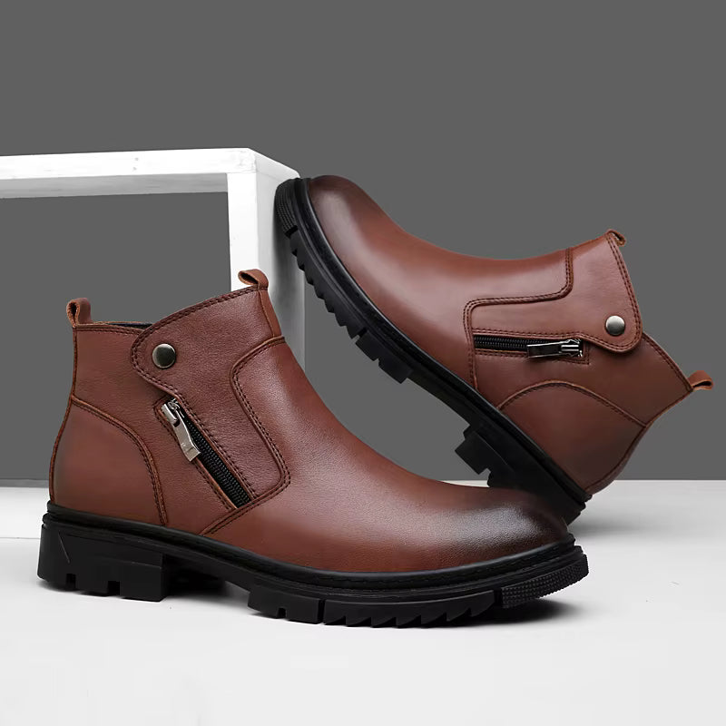 Side-Zip Leather Boots