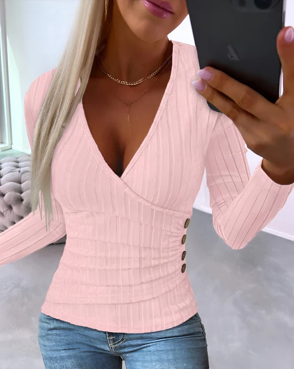 Leandra Elegant V-Neck Top