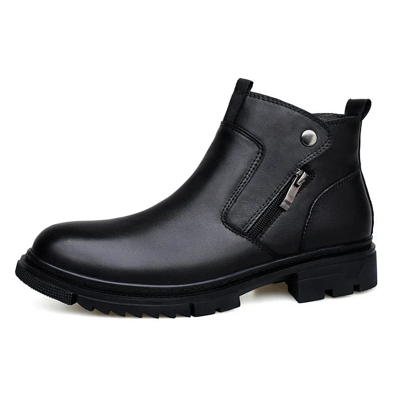 Side-Zip Leather Boots