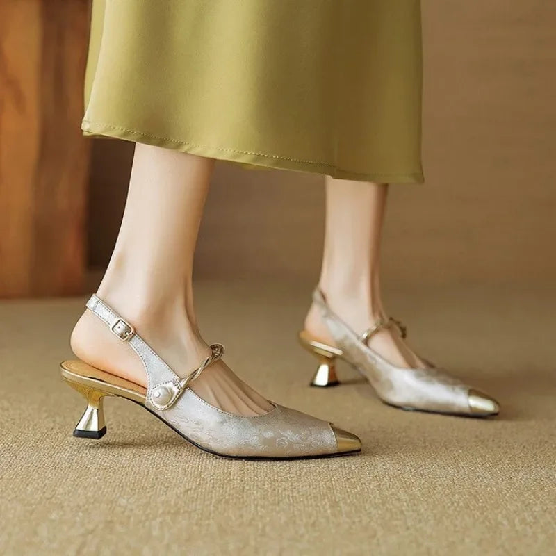 Fleur Comfortable Heels with Ankle Strap