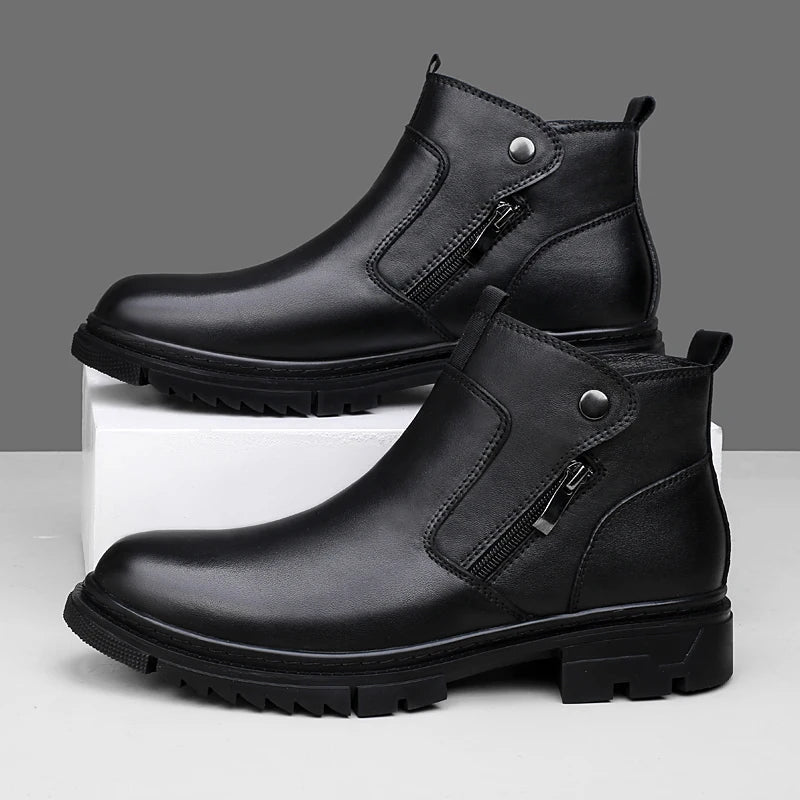 Side-Zip Leather Boots