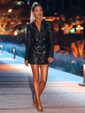 Sequin Double-Breasted Blazer Dress for Cocktail and Formal Events 0