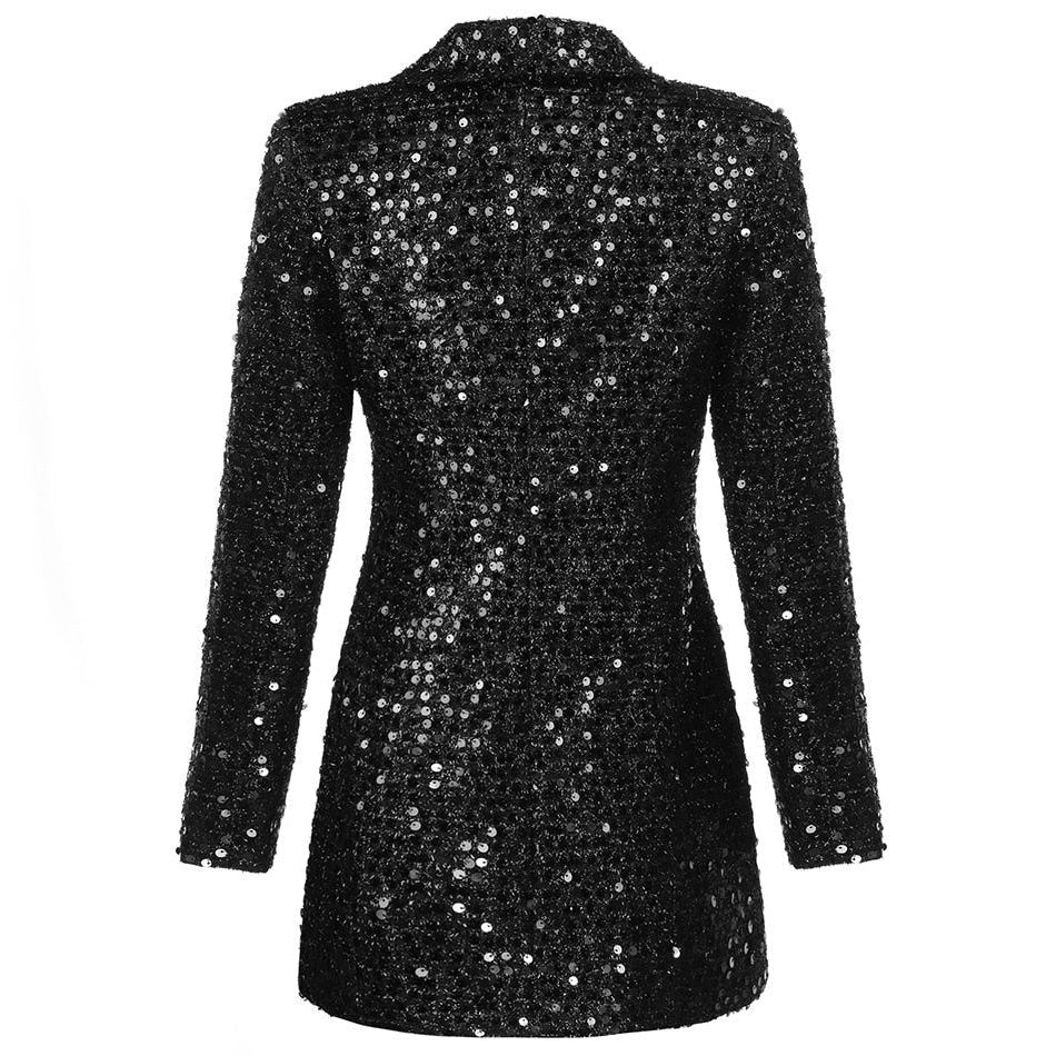 Sequin Double-Breasted Blazer Dress for Cocktail and Formal Events 2