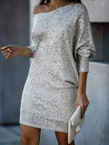 Sequin Off-Shoulder Mini Dress for Wedding Guests and Cocktail Events 0