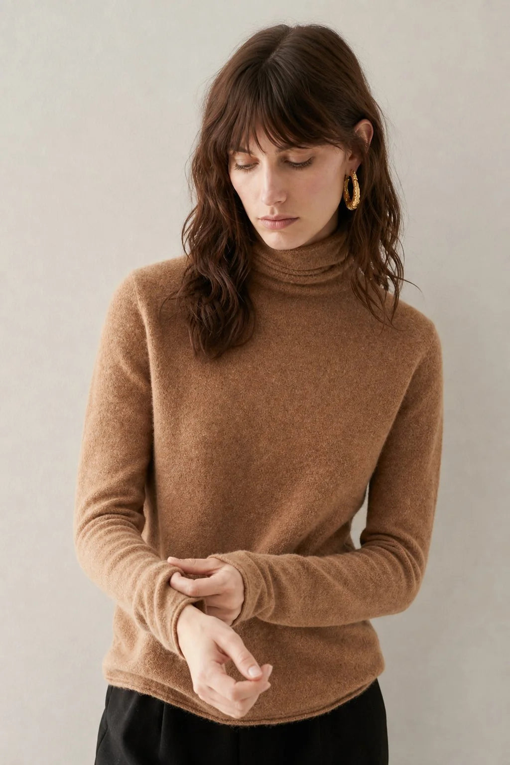 Slim Fit Cashmere Blend Turtleneck Sweater for Men and Women 0