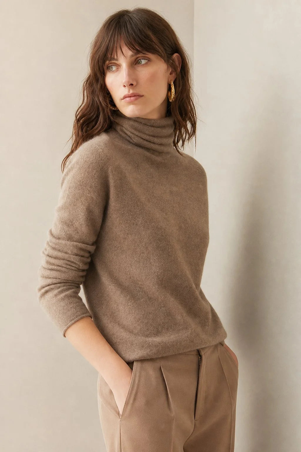 Slim Fit Cashmere Blend Turtleneck Sweater for Men and Women 1
