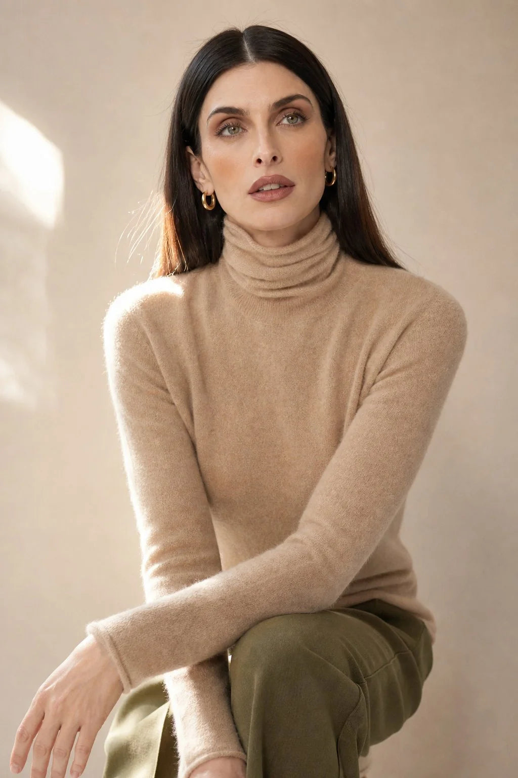 Slim Fit Cashmere Blend Turtleneck Sweater for Men and Women 5