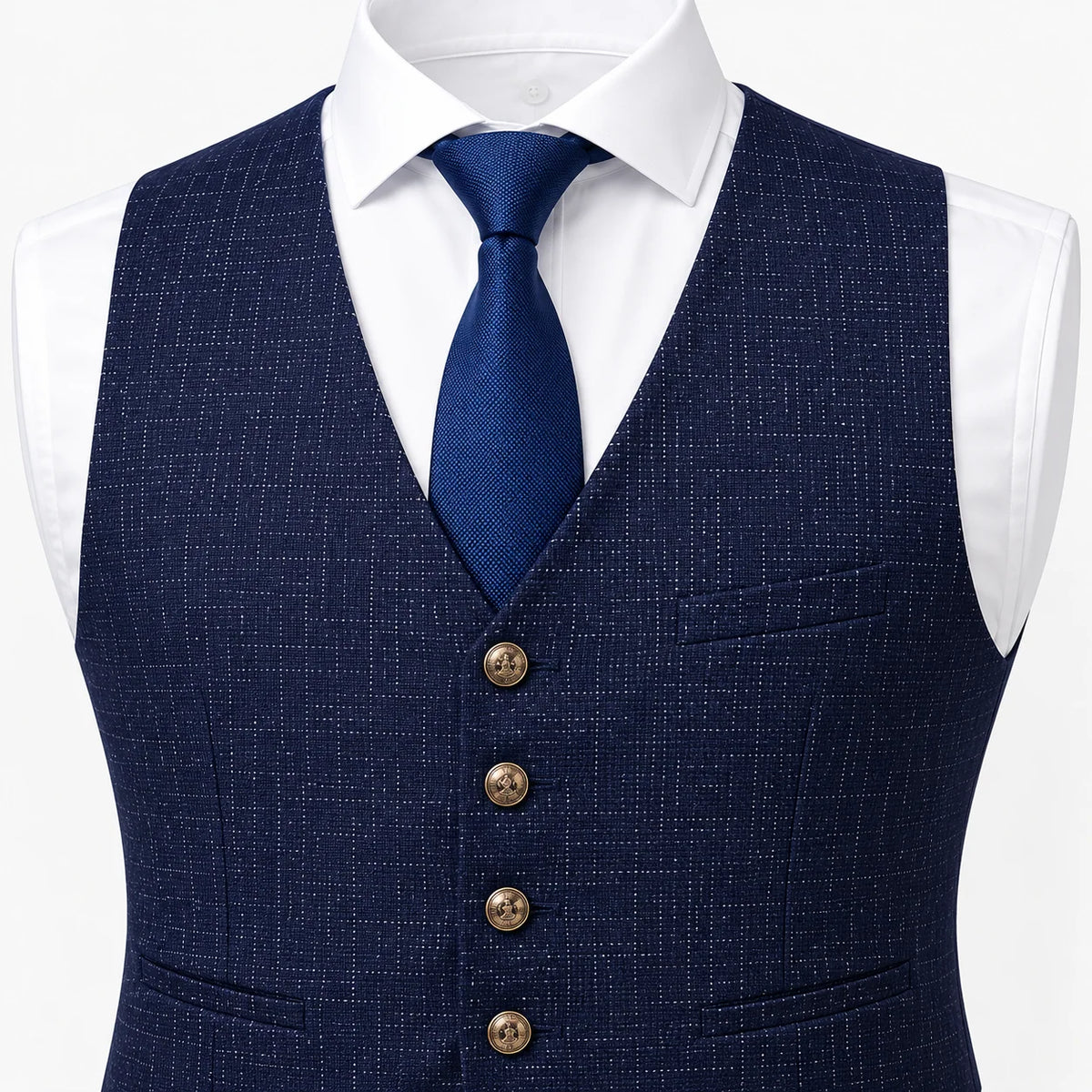 Slim Fit Tweed Waistcoat for Men with Classic Button Placket 1