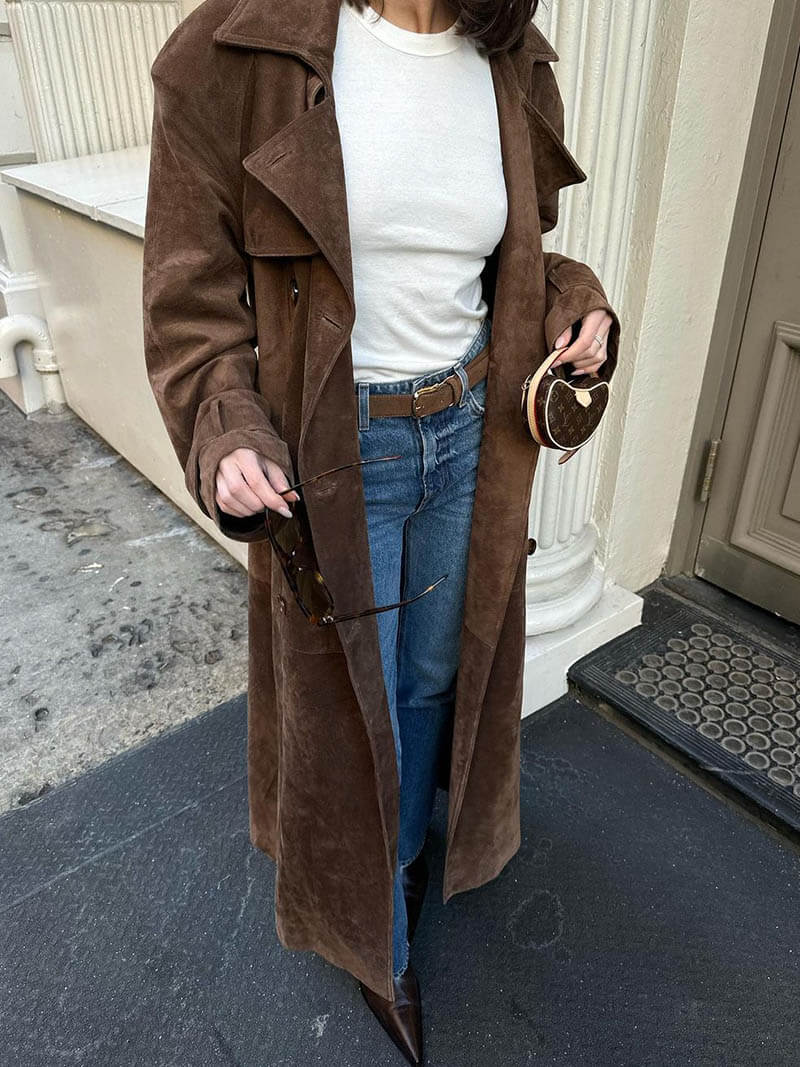 Freja™ | Faux Suede Trench Coat