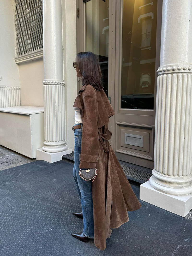 Freja™ | Faux Suede Trench Coat
