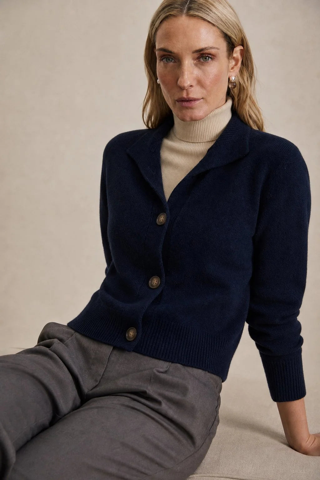 Soft Merino Wool Blend Cardigan Sweater with Statement Buttons 2