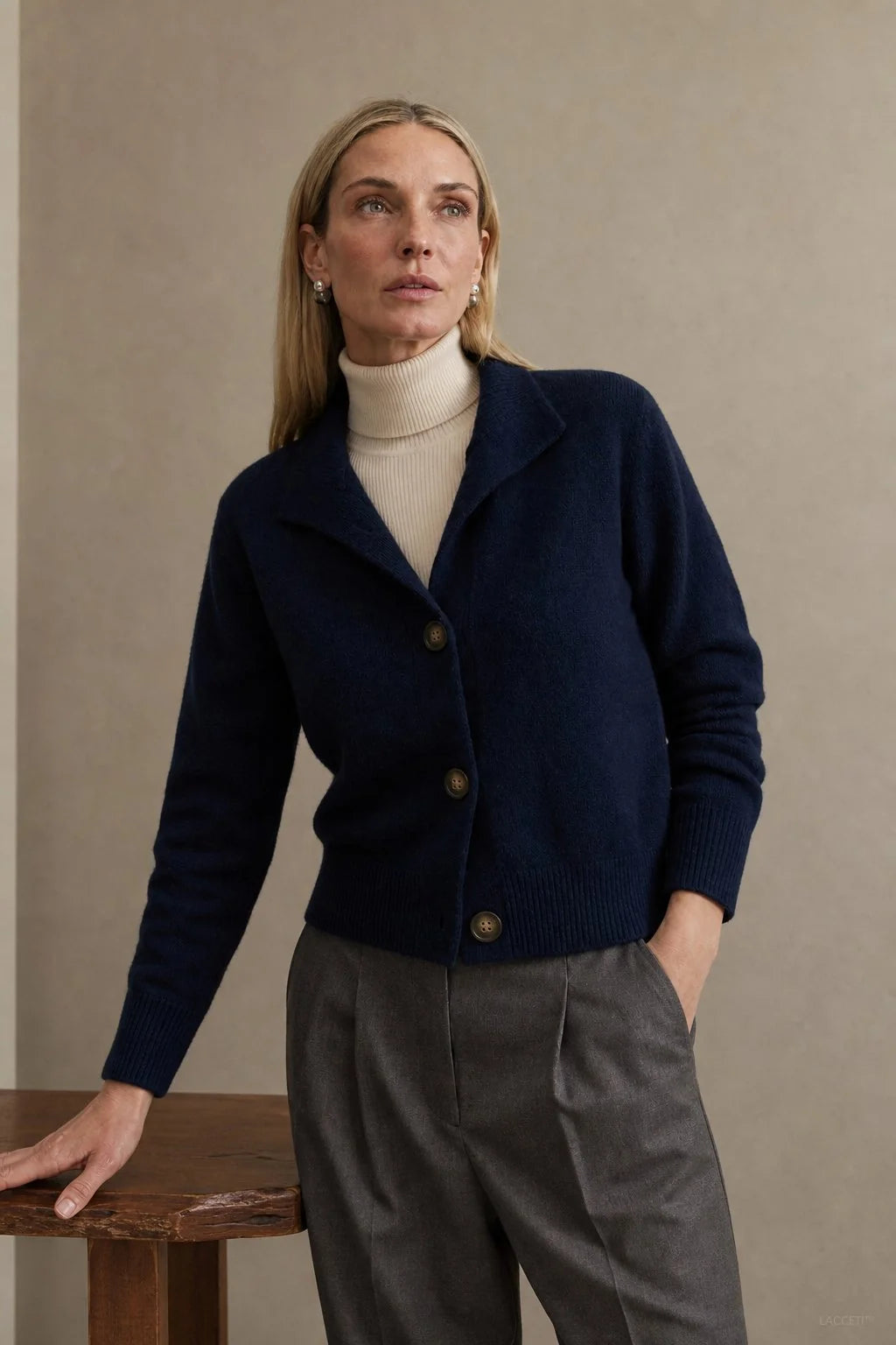 Soft Merino Wool Blend Cardigan Sweater with Statement Buttons 3