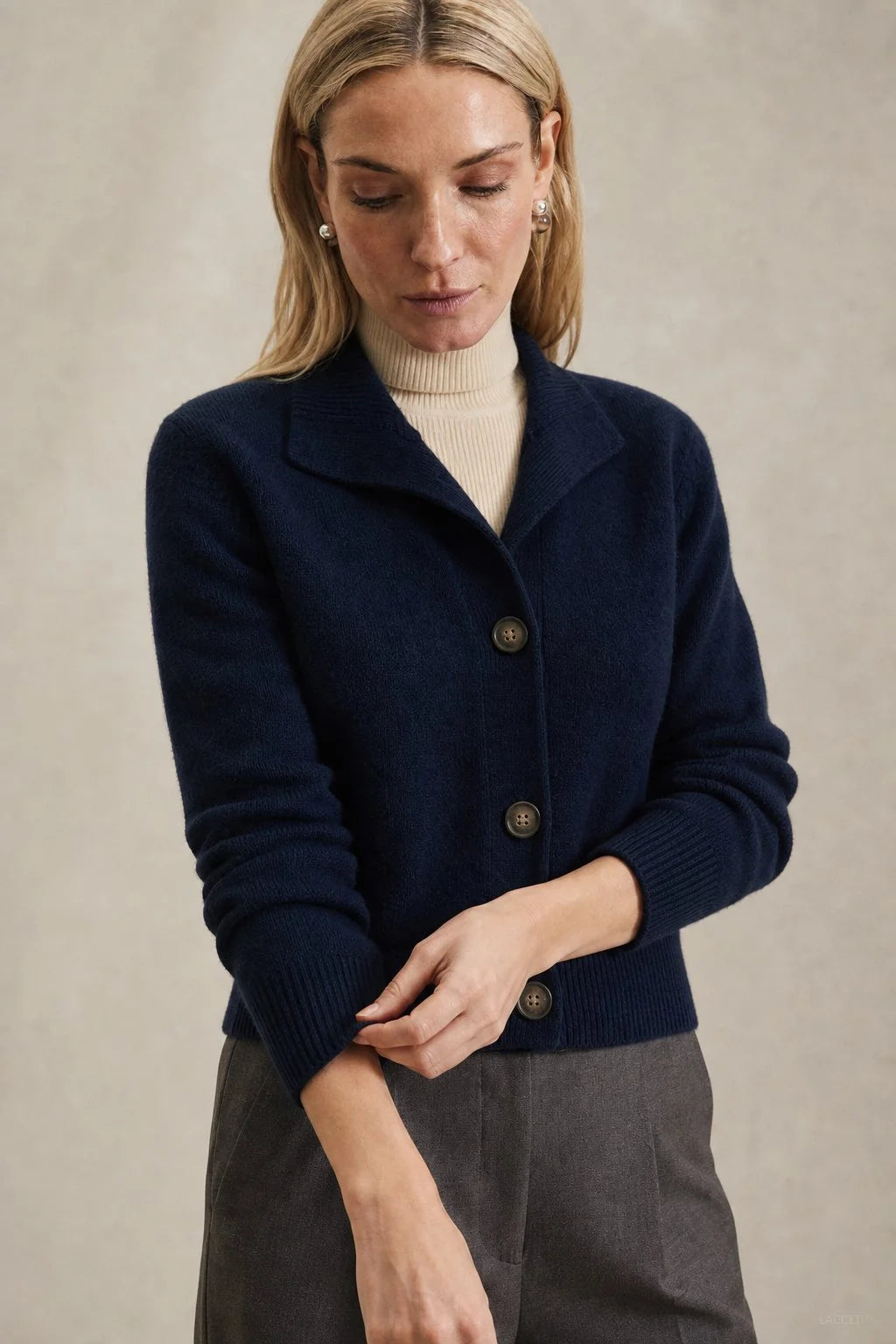 Soft Merino Wool Blend Cardigan Sweater with Statement Buttons 4