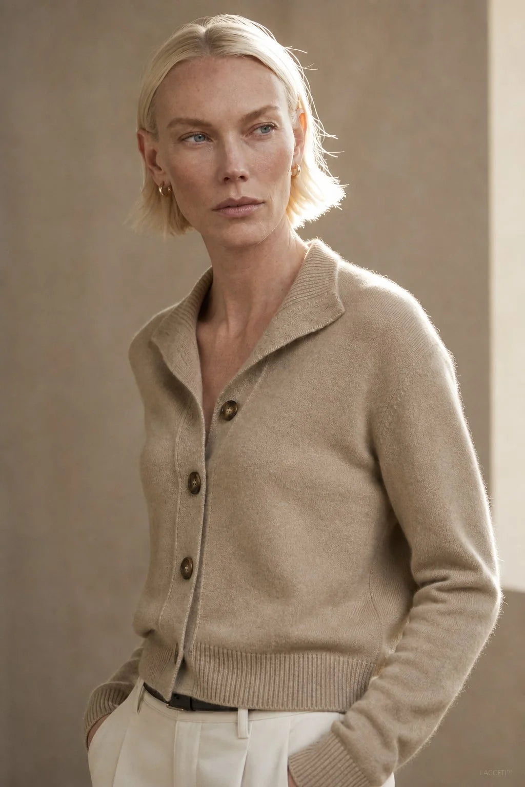 Soft Merino Wool Blend Cardigan Sweater with Statement Buttons 7