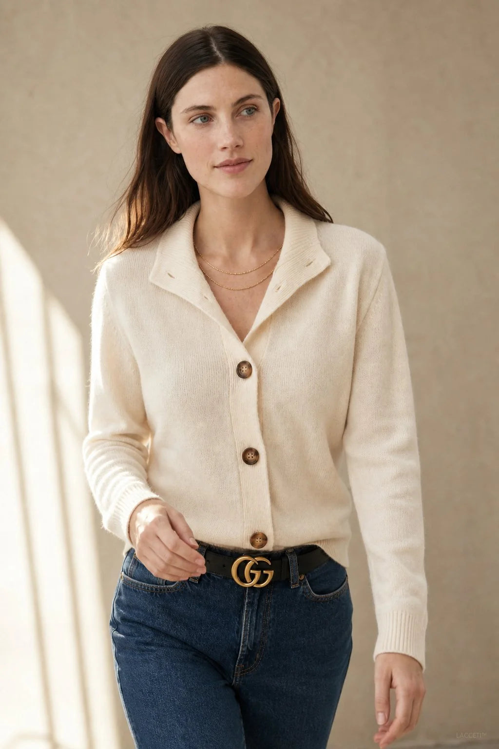 Soft Merino Wool Blend Cardigan Sweater with Statement Buttons 8