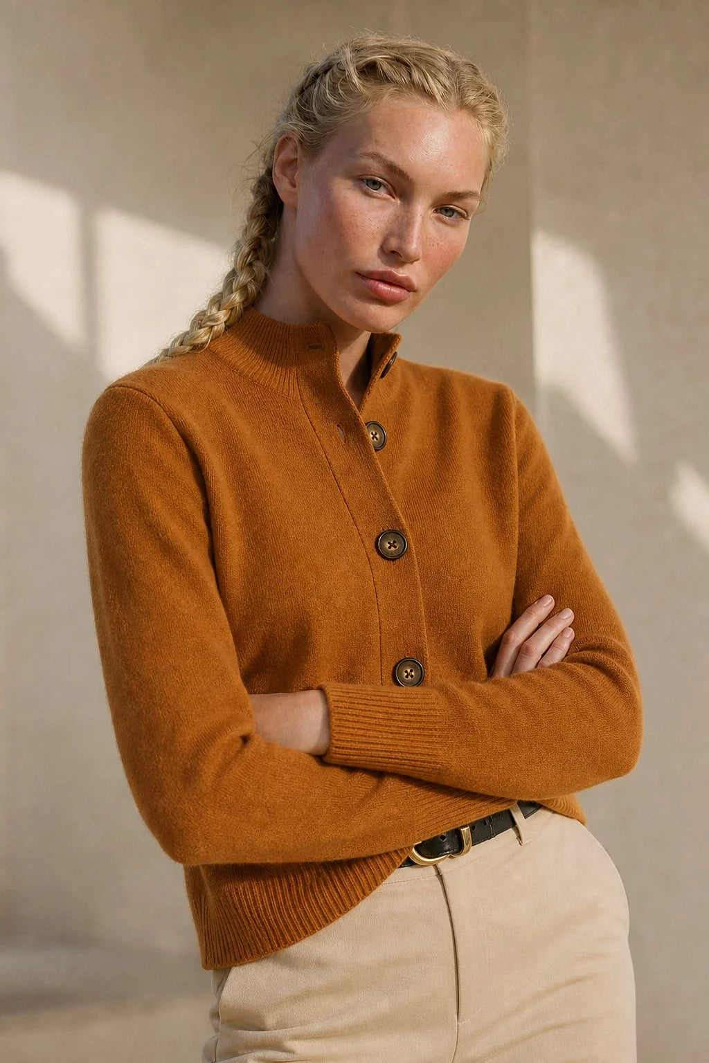 Soft Merino Wool Blend Cardigan with Statement Buttons 0