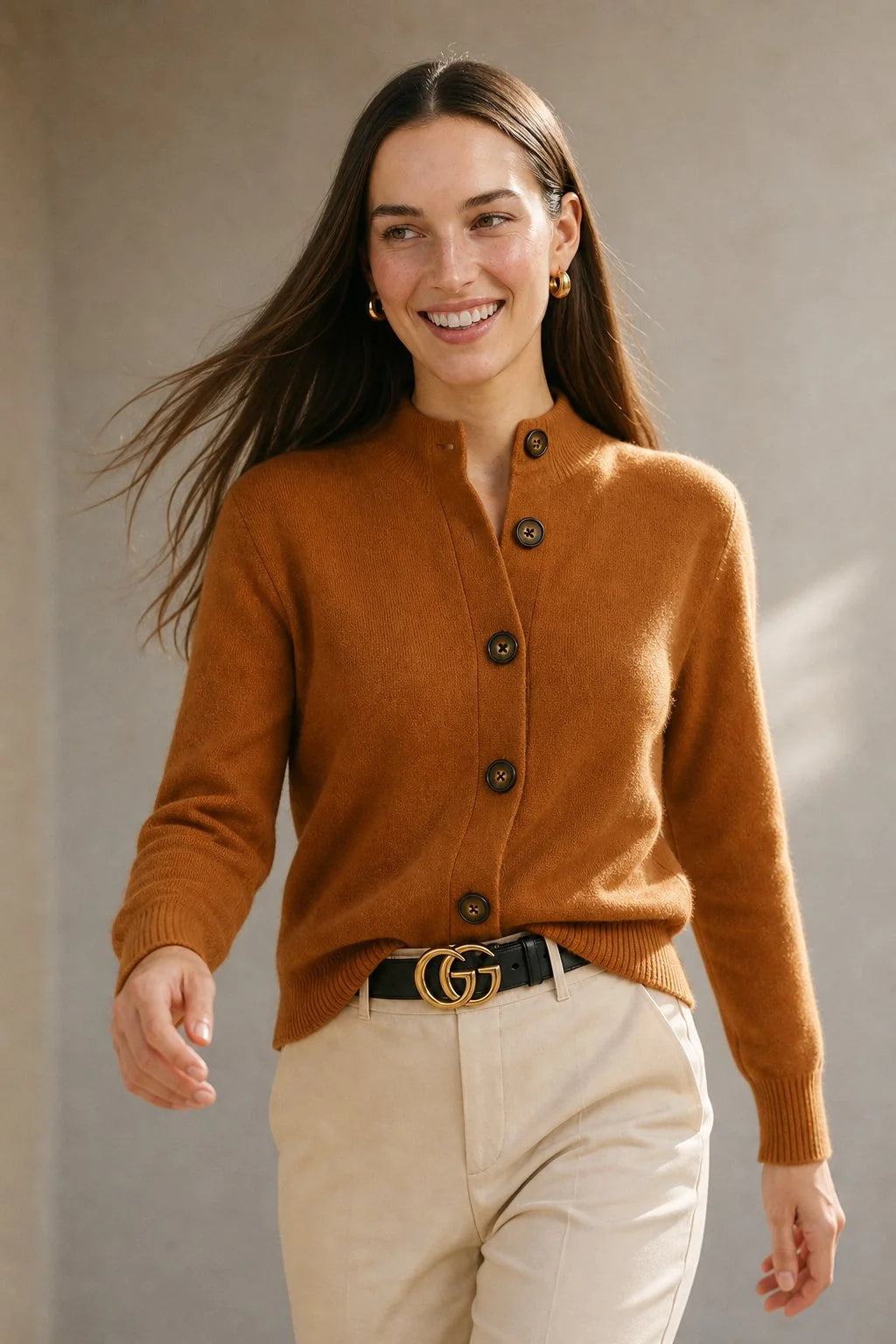 Soft Merino Wool Blend Cardigan with Statement Buttons 1