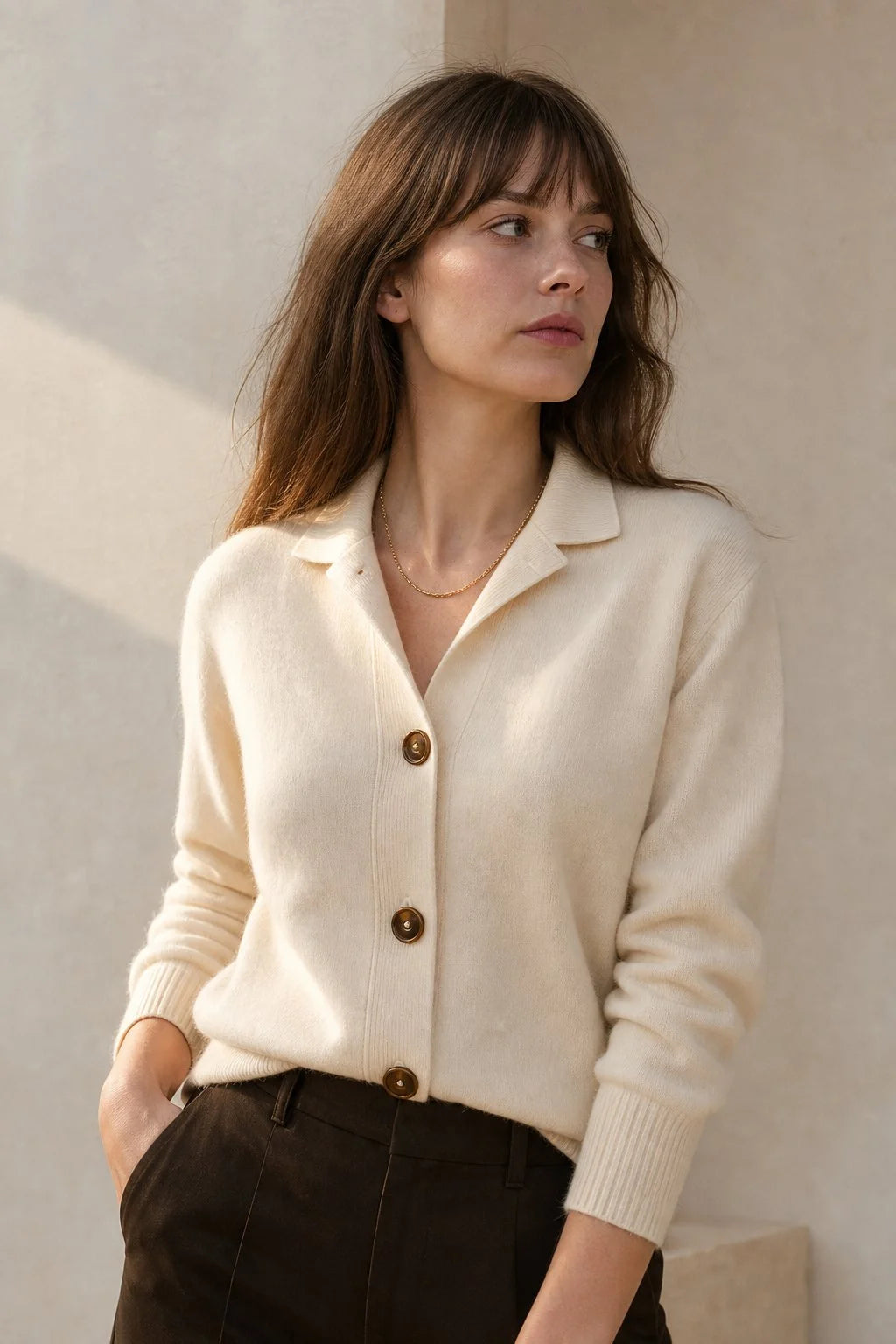 Soft Merino Wool Blend Cardigan with Statement Buttons 2