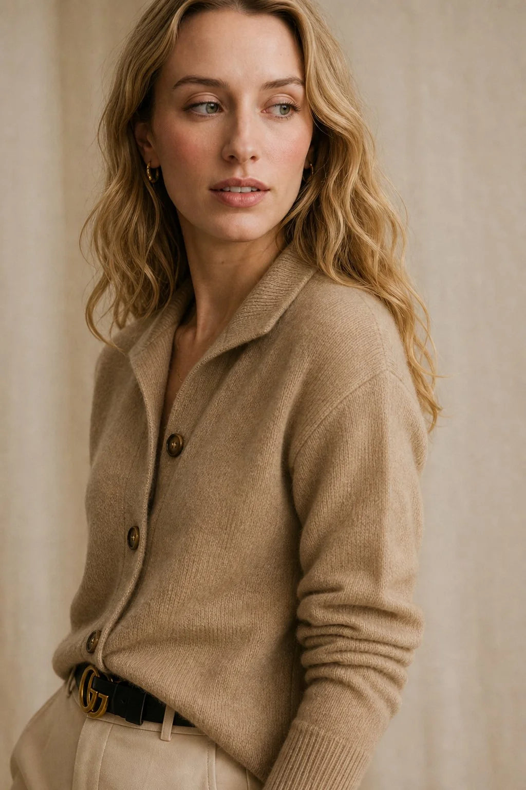 Soft Merino Wool Blend Cardigan with Statement Buttons 2