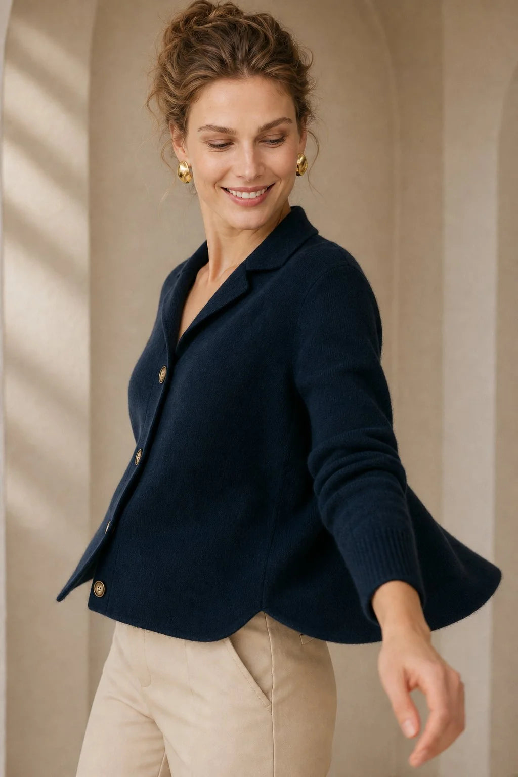 Soft Merino Wool Blend Cardigan with Statement Buttons 4