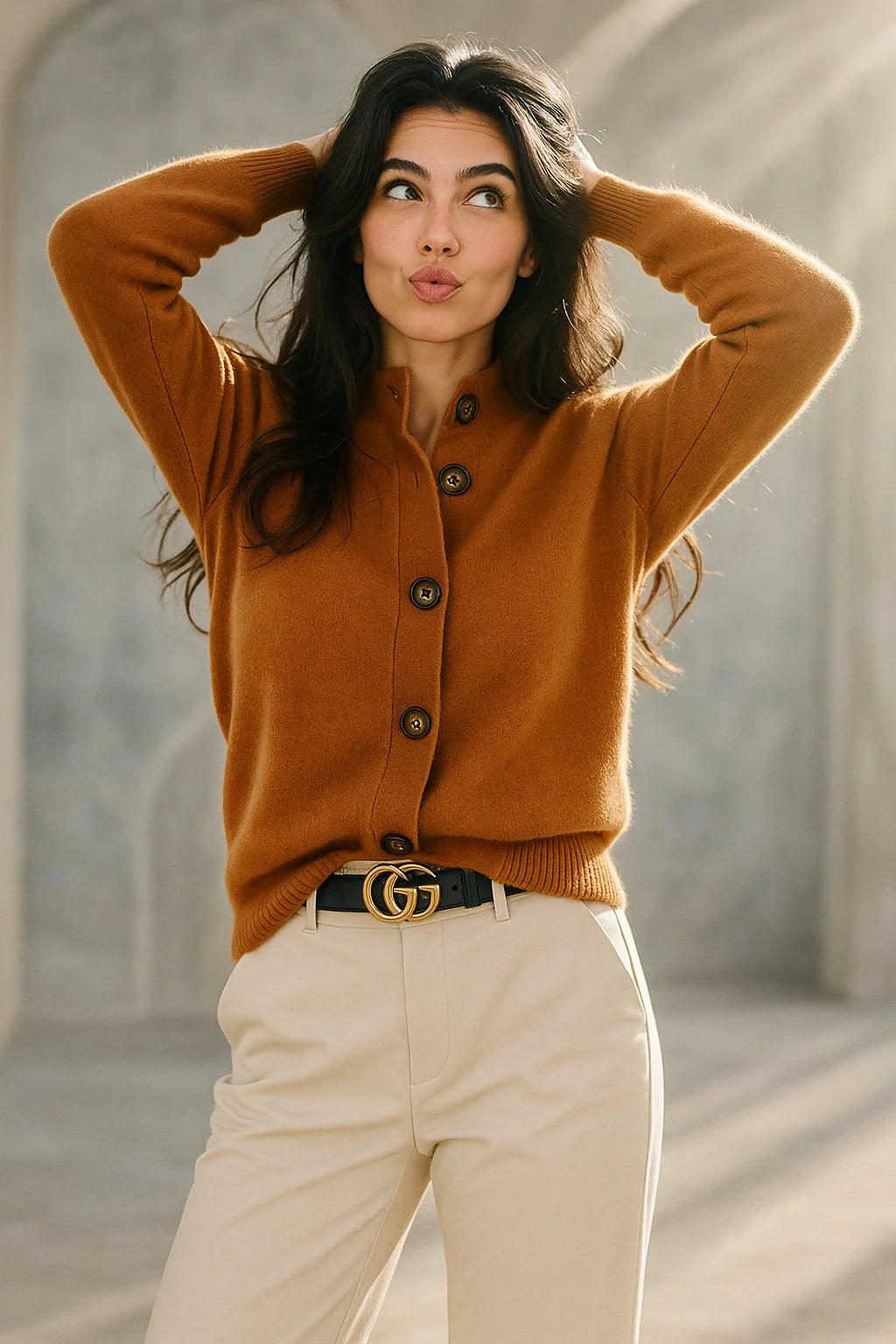 Soft Merino Wool Blend Cardigan with Statement Buttons 8