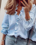 Scarlett | Women's Ruffle V-Neck Blouse for Summer