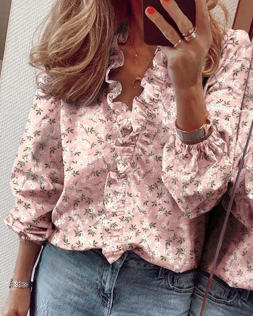 Scarlett | Women's Ruffle V-Neck Blouse for Summer