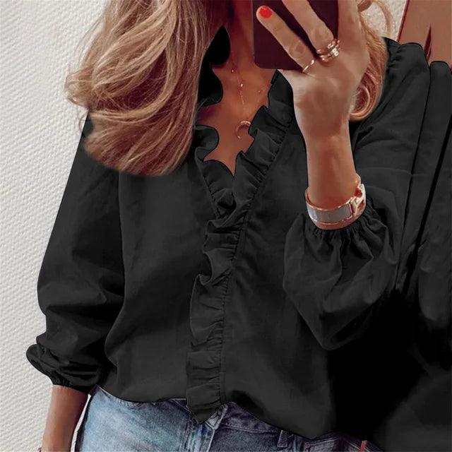 Scarlett | Women's Ruffle V-Neck Blouse for Summer