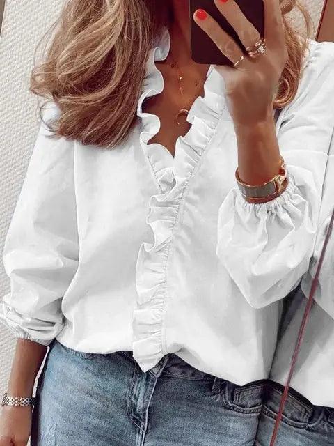 Scarlett | Women's Ruffle V-Neck Blouse for Summer