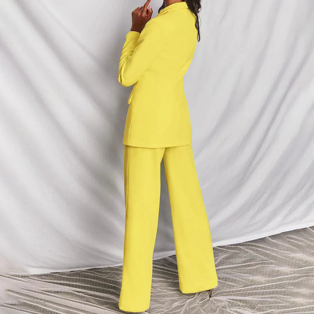 Olivia | Women's Trouser Suit with Long Blazer and Wide-Leg Trousers for Summer