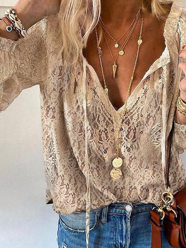Lucy | Elegant Women's Boho V-Neck Blouse
