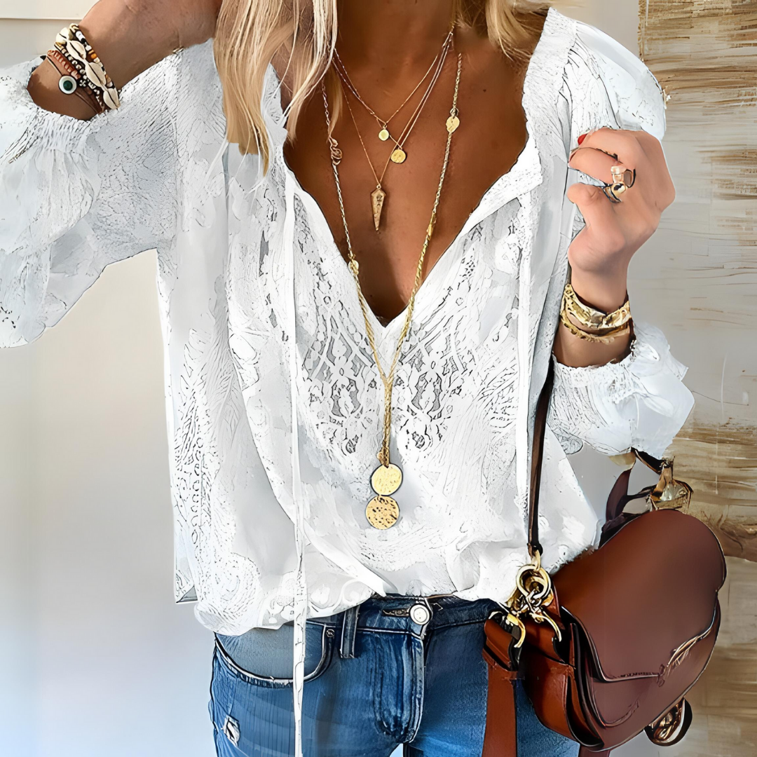 Lucy | Elegant Women's Boho V-Neck Blouse