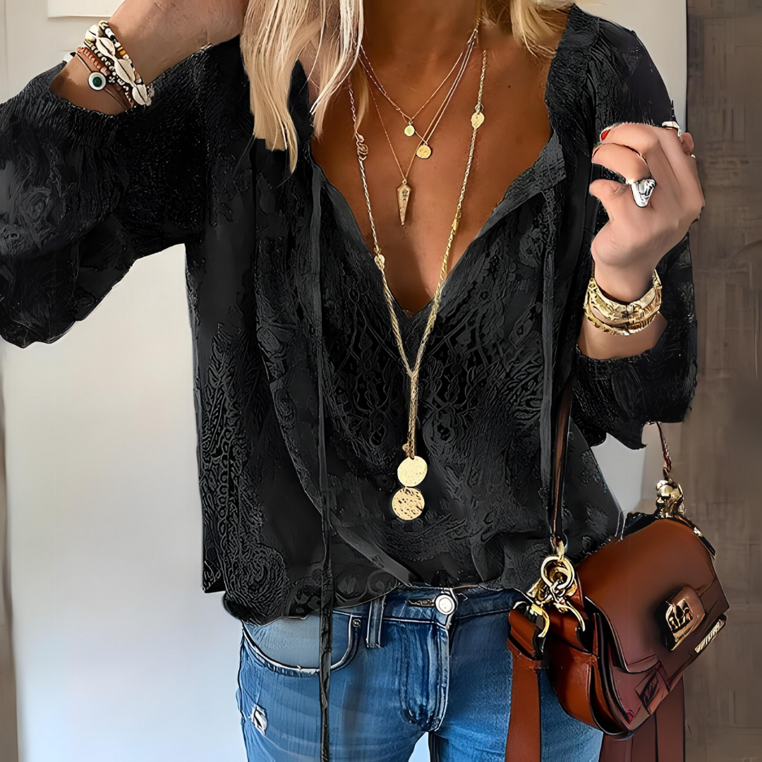 Lucy | Elegant Women's Boho V-Neck Blouse