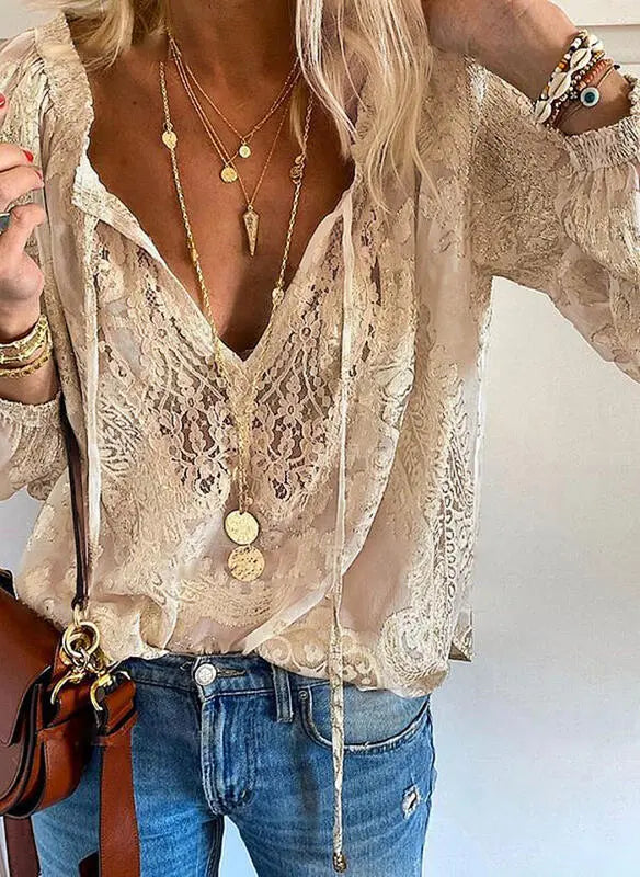 Lucy | Elegant Women's Boho V-Neck Blouse