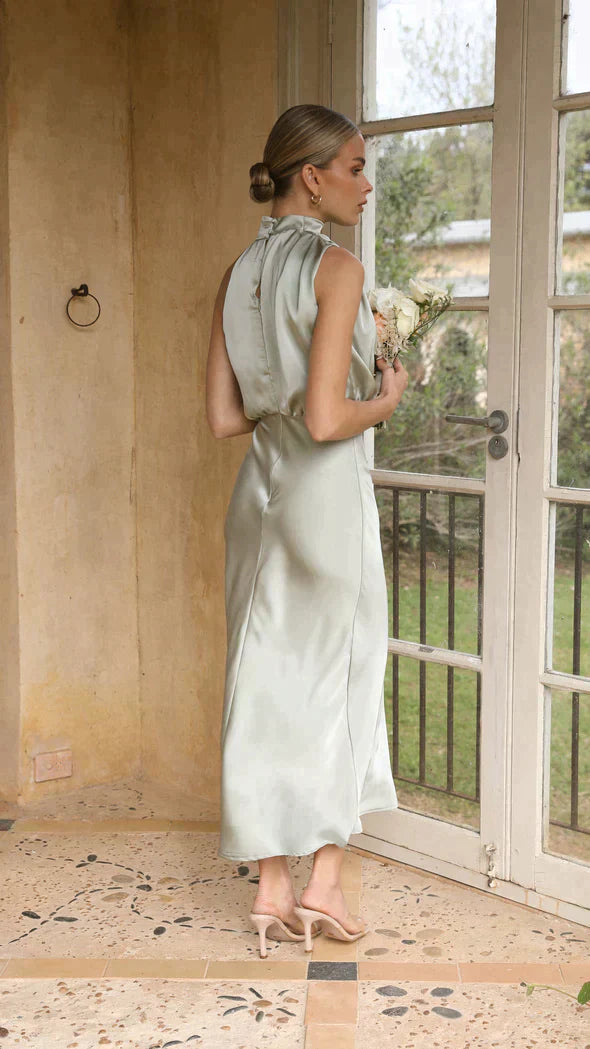 Emily | Women's Elegant Halter Midi Dress with Draped Neckline