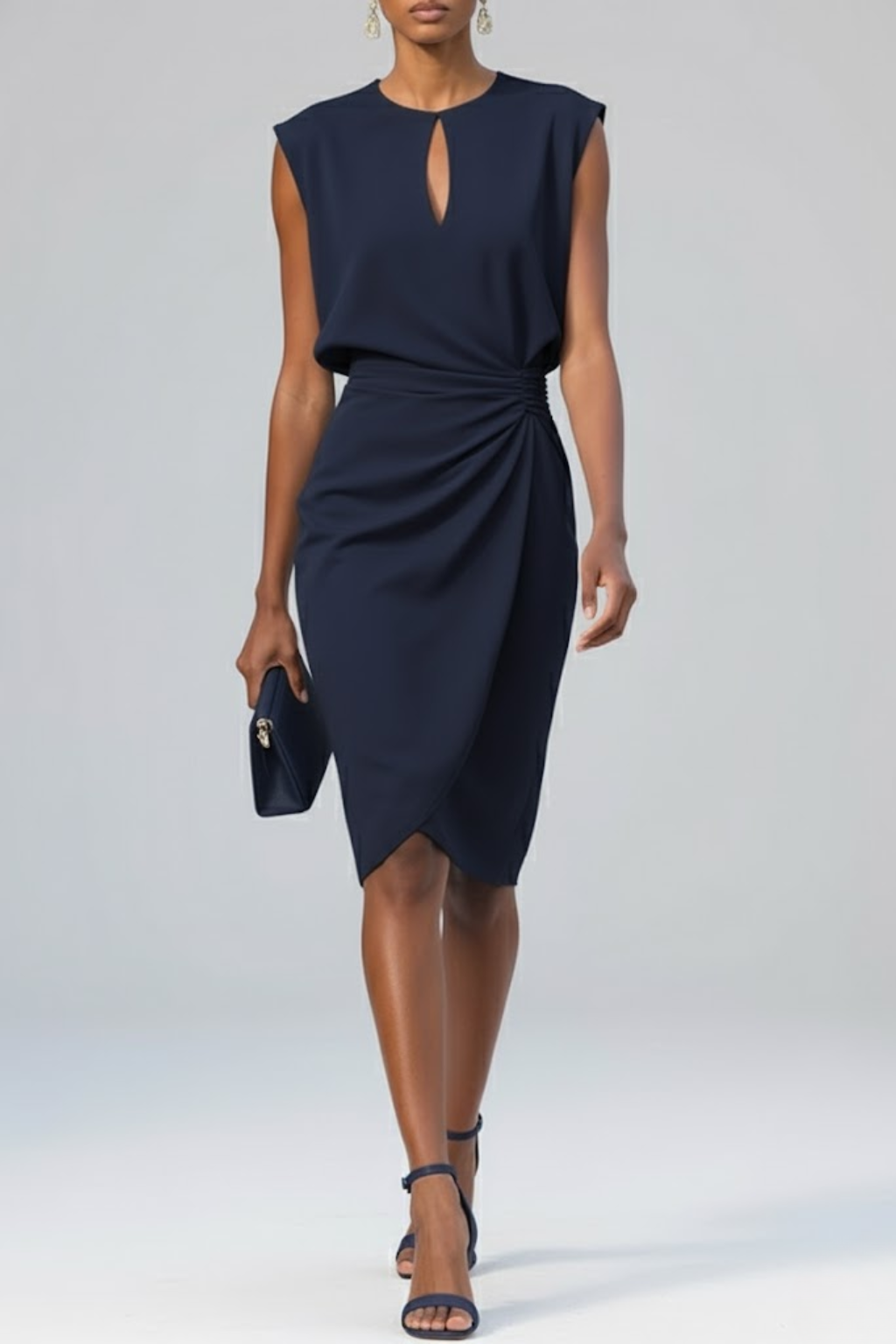 Lotte | Women's Midi Dress with Keyhole Neckline and Ruffle Details