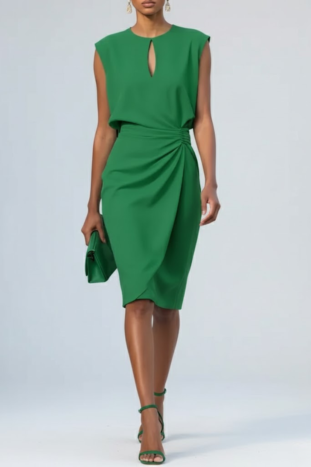 Lotte | Women's Midi Dress with Keyhole Neckline and Ruffle Details