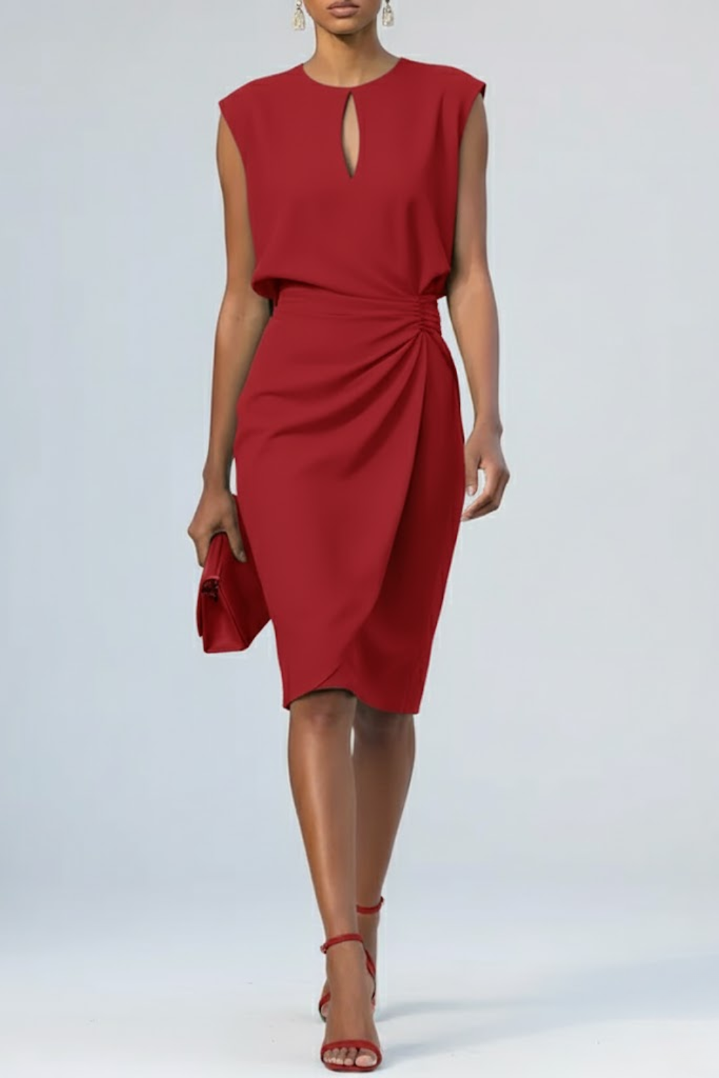 Lotte | Women's Midi Dress with Keyhole Neckline and Ruffle Details