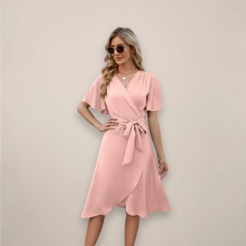 Benthe | Women's Wrap Midi Dress with Tie Waist for Summer