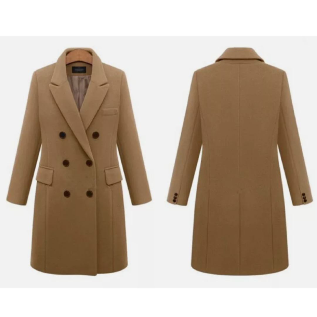 Tailored Long Line Winter Coat with Notched Collar and Button Front 1