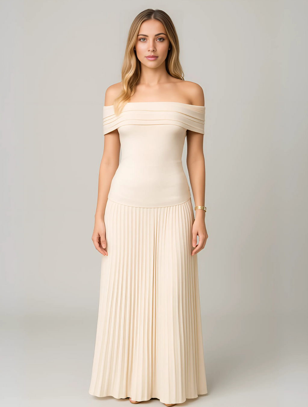Tessa | Women’s Pleated Maxi Dress for Wedding Guests