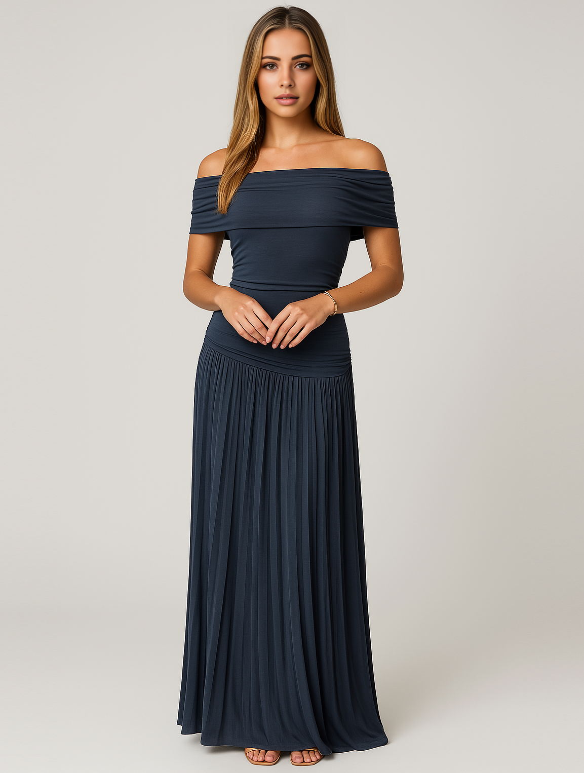 Tessa | Women’s Pleated Maxi Dress for Wedding Guests